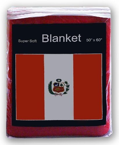 sup Manta de forro polar con bandera peruana de 5 x 4.2 pies, cubierta de bandera de Perú Cobija Escudo Pabellón Nacional La Enseña