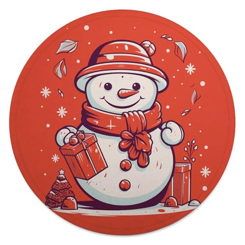 Rundes Strandtuch, Schneemann bringt Geschenke, bedruckte Reisedecke, personalisierte Decke, Yoga-Decke, Mikrofaser-Strandtuch, dicke Tischdecke, Unisex
