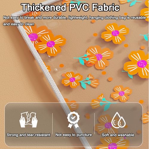 5 Pack Clear Garment Bags for Hanging Clothes with Zipper, Hanging Clothes Bag PVC Thickened Fabric, Dustproof and Moisture-proof, Vertical Compression Storage(Blue,60x140cm/24x55in)3