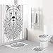 Produktbild LISUMAL Duschvorhang Teppich Mat Vier teiliges,Doodle Style Sketch Bear Portrait mit lockigem Bart und Schnurrbart Cool Animal,Badezimmer Mat Set Soft Home Mat Modernes Design Non Slip Teppich