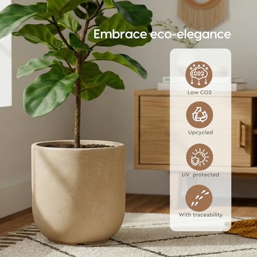 Image of Eha Earth Friendly Roto Bloom Big Planters for Home Decor | 15 inch, Pack of 1 | Plant Pot Made with Rice Husk | UV Protected Pot for Plant | Pots & Planters Big Size | Dune