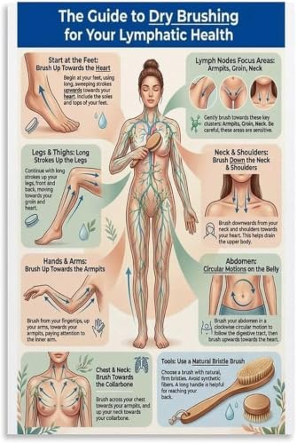 Affiche brossage à sec bien-être lymphatique, toile encadrée 20x30cm pour salon