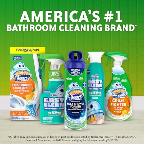 Image of Scrubbing Bubbles Toilet Bowl Wand Cleaner Refills, Fresh Brush Heavy Duty Cleaner Toilet Refill Pads, Removes Limescale & Odors, Citrus Scent, 8 Count (Pack of 8)