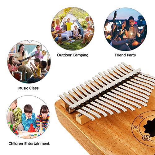 Kalimba 17 toetsen duim piano, vinger piano met muziekboek & Tune hamer, draagbare Mbira Sanza Afrikaanse houten vinger… - Image 6