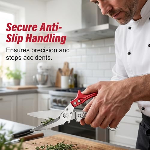 Image of Heavy Duty Poultry Shears, Heavy Duty Kitchen Scissors for Food, Multi-Purpose Kitchen Shears for Meat Chicken Bone Fish Turkey Vegetables Seafood (Silver)