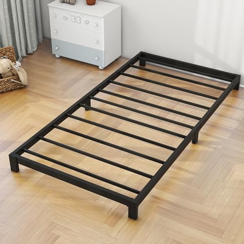 VERFARM Plattformbett aus Metall, Bettrahmen 90 x 200 cm Niedrig Metallbett Bettgestell aus Metall, Modern Metallbett Für Erwachsene, Kinder,...