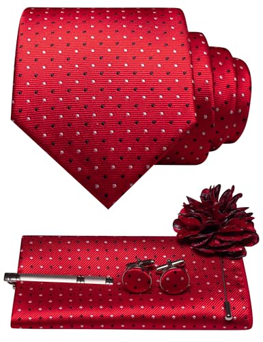 Image of JEMYGINS Mens Tie and Lapel Pin Necktie Pocket Square Cufflinks and Tie Clip Sets for Business Casual 5PCS