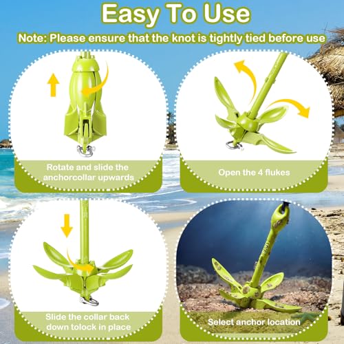 Image of Lounsweer 2 Pack 1.5 /3.5 lb Marine Kayak Anchor Kit Folding Grapnel Anchor Kit Boat Kayak Fishing Accessories for Small Boats Kayaks Canoe Paddle Boards