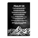 HHGaoArt Psalm 121 Poster Canvas Quotes Wall Art Print Black and White Pictures Inspirational Decor