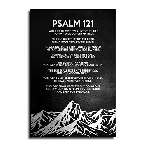 Hhgaoart Psalm 121 Poster Canvas Quotes Wall Art Print Black And White Pictures Inspirational Decor Artwork Modern Painting For Living Room (16X24 Inch, Unframed) #TOP5