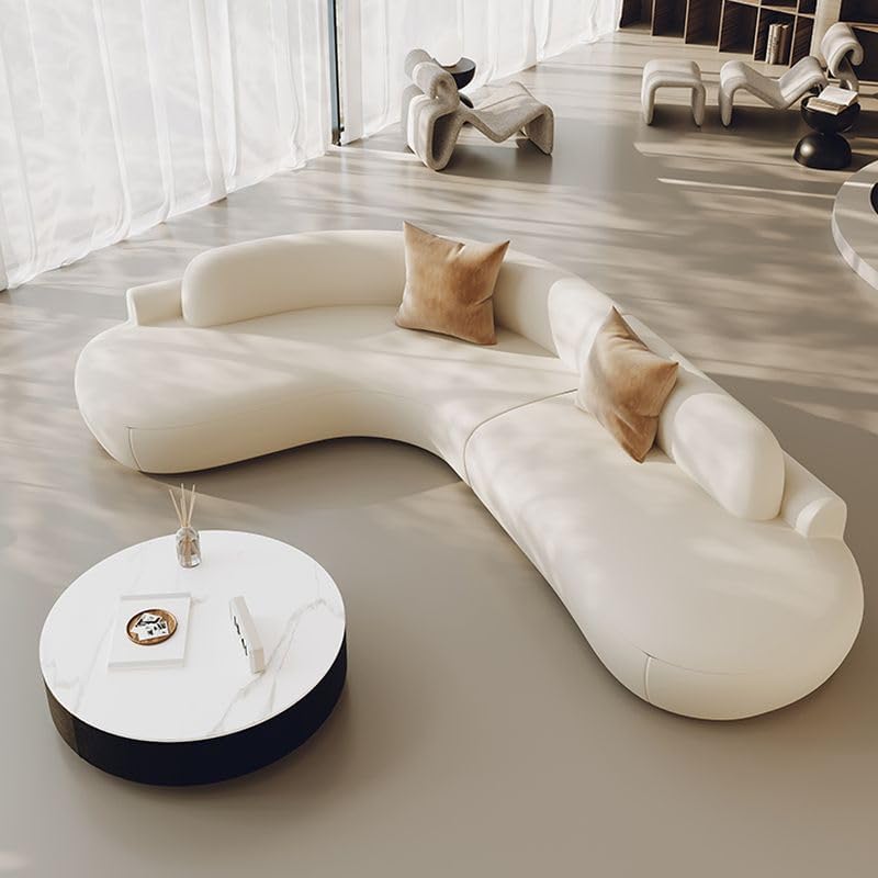 Midnight Black Curved Sectional Sofa, Left Hand Facing, Frosted Velvet Upholstery, Armless, Pillow Back, Scratch Resistant (White, 170W x 170D x 70H cm)