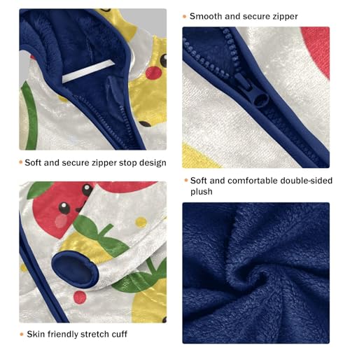 Cute Fruit Girls Fleece Jacket Girls Fall Jacket Girls Zip Up Hoodie Girls Sherpa Jacket 2-10T3