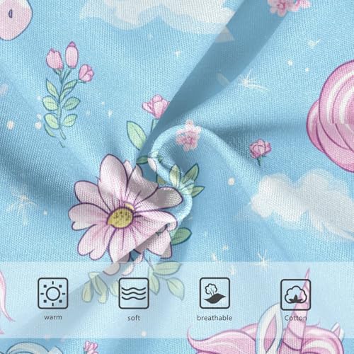 Wusikd Cute Unicorns Girls' Underwear Cotton Flowers Blue Girls Briefs Soft Toddler Underwear 2T3