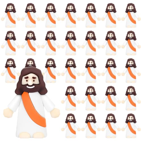 Mini figurines de Jésus pour cache-cache de Pâques et animations d'église (30 pièces orange) - 2