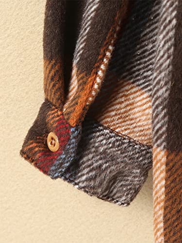 Kids Girls Plaid Button Down Shirt Long Sleeve Sweater Shacket Jacket Coat Warm Blouse Casual Outwear with Pocket4