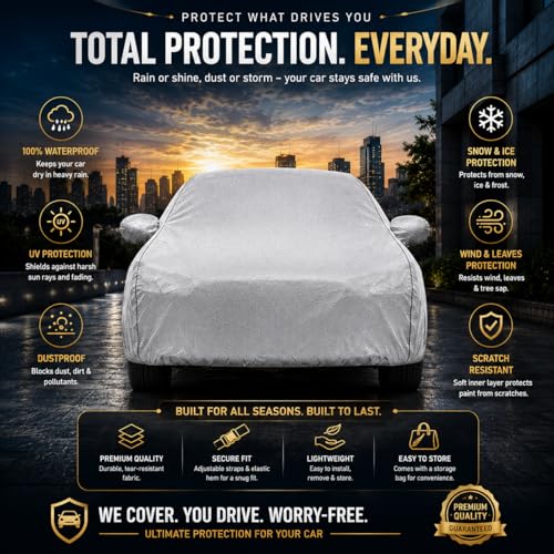 Image of Back-Boo Heavy Waterproof e Vitara Car Cover | Polyester Car Body Covers for Rain & Sun | UV Protection, Dustproof, Scratch Resistant, Windproof, Heat Resistant, Custom Fit - (Silver)