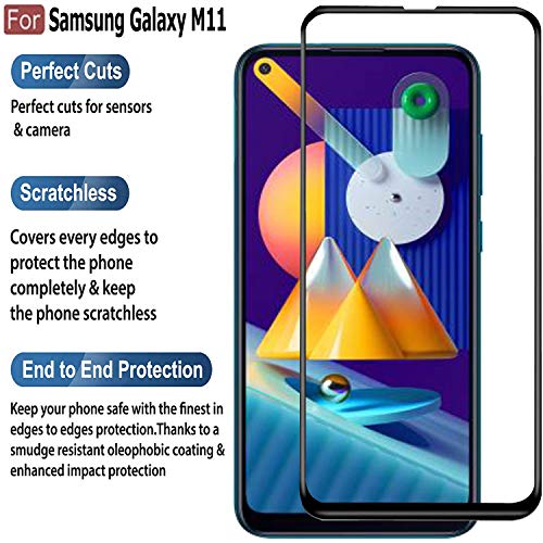 Image of CEDO Tempered Glass for Samsung Galaxy M11 | Screen Protector Full HD Quality Tempered Glass Anti-Scratch Edge to Edge Coverage with Easy Installation Kit (Black)