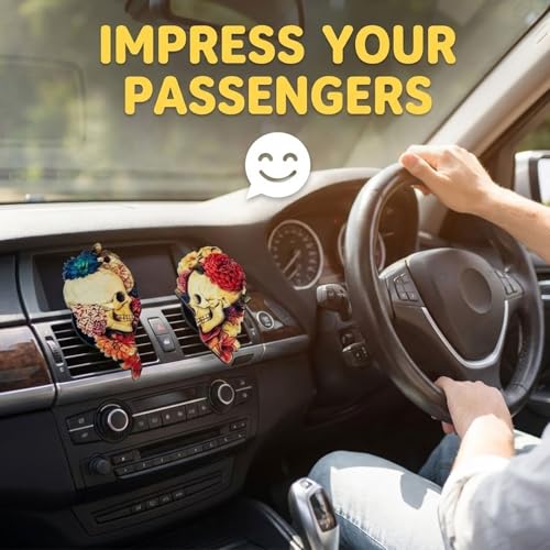 Image of Car Air Vent Clips,Car Air Fresheners Vent Clips Car Diffuser Vent Clip,Car Decoration Cute Car Interior Decor,Car Accessories for Women (2 Pcs Love Skull)