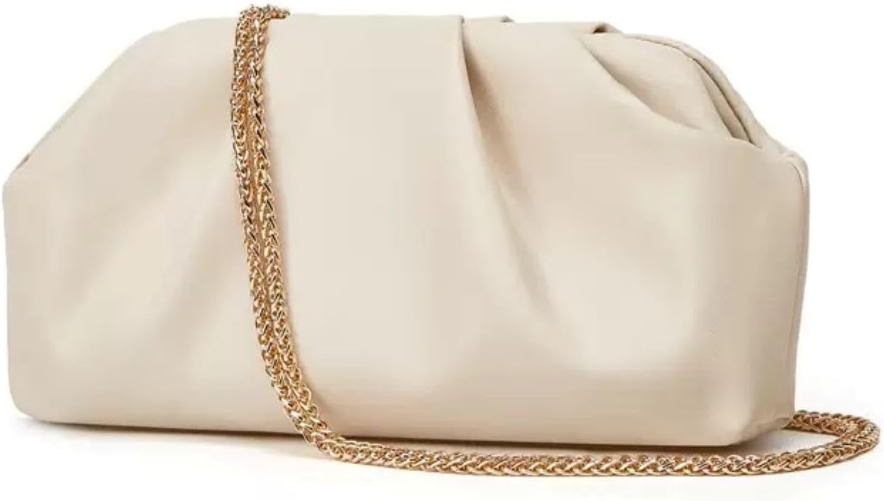 Clutch Purses for Women – Elegant Pleated Soft PU Leather Evening Bag with Detachable Chain, Ideal for Weddings & Parties
