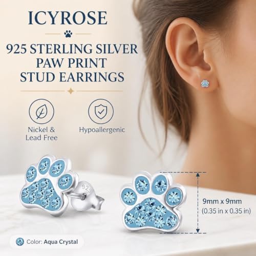 Image of 925 Sterling Silver Paw Print Stud Earrings (Choose Your Style) (Nickel Free)