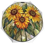 Jubonexis Paraguas plegable de girasoles con pétalos amarillos y naranjas, 3 pliegues, resistente al viento, paraguas de viaje fuerte y ligero para sol y lluvia al aire libre