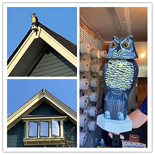 Andbird Plastic Owl Decoy To Scare Birds Away With Rotating Head/Eyes,Garden Owl For Bird Control,Owl Scarecrow Statues As The Yard Decoration,Shape Outdoor #TOP3