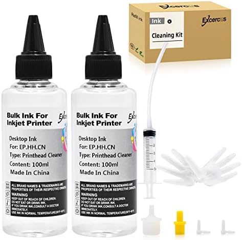 Printhead Cleaning Kit Compatible for Brother Epson HP Canon Nozzle Inkjet EcoTank Officejet Deskjet Pixma Printers-Liquid Printers Head Cleaning Suit Solution 100ml, 10ml Premium Syringe