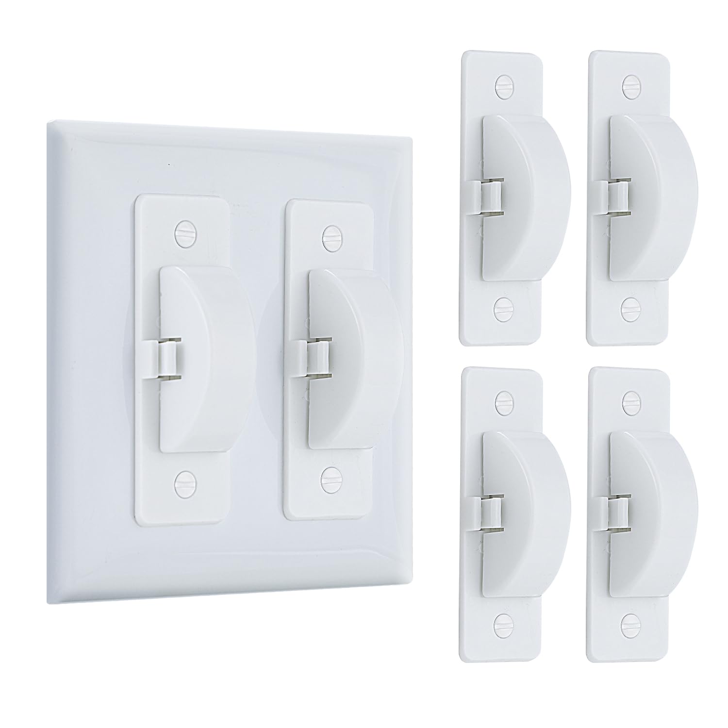 Roxiuc 4 Pack White Light Switch Guard - Child Proof, Dimmer Compatible, Indoor/Outdoor - Decorator Switch Type