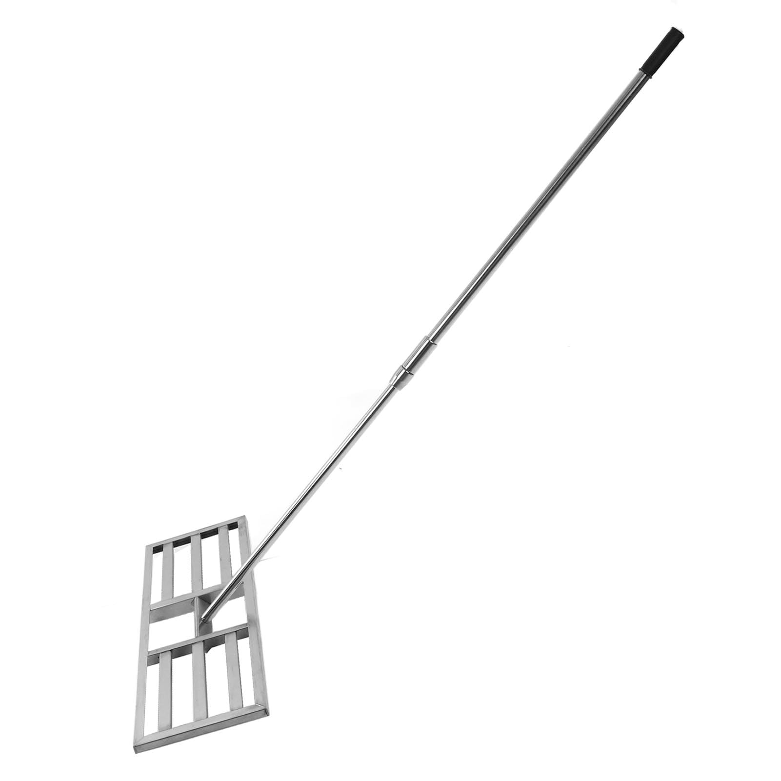 Rastrello per livellare il prato, in acciaio inox, con manico lungo per giardinaggio e cura del prato, strumento telescopico durevole per e giardino