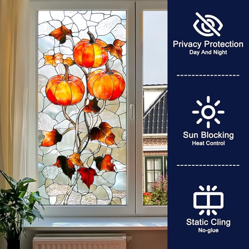 Vinilo decorativo para ventana con diseño otoño 17.7 x 39.3 in miniatura 2