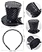 Mini Top Hat Headband, Black Sequin Tea Party Fascinator Headpiece for Women Men1920s Gatsby Party Halloween Costume