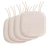 Smarcute Chair Cushion for Dining Chairs Kitchen Memory Foam Seat Cushion Non-Skid Square Chair Pads with Ties Honeycomb Pattern (4 Pack, Sand,41X41cm)