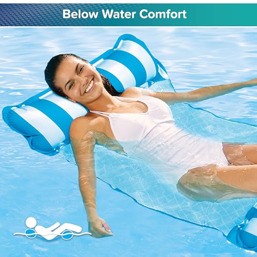Image of Aqua Original 4-in-1 Monterey Hammock Pool Float & Water Hammock - Multi-Purpose, Inflatable Pool Floats for Adults - Patented Thick, Non-Stick PVC Material - Light Blue