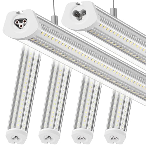 Image of Barrina 8FT LED Shop Light, 140W 17000LM 5000K, U-Shaped 3 Rows LED Garage Lights, Linkable, Hanging & Flush Mount, 8 Foot Commercial LED Shop Lights for Garage, Workshop, Kitchen, 6 Packs, Silver