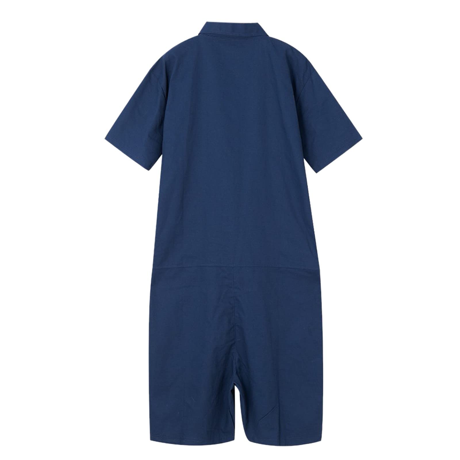Herren Kurze Jumpsuit für Sommer, Herren Kurzarm Strampler Overall Loose Fit Jogginghose Kurze Hose Overall Onesie Sommerjumpsuit Schlafanzug Jogginganzug