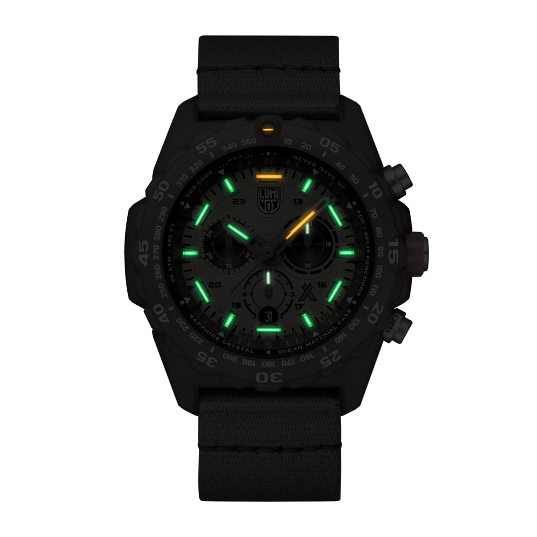 Luminox Herren Outdoor Uhr Bear Grylls Survival 3740 Eco Series in der Farbe Grün mit Ocean-Tide-Armband, Gehäusedurchmesser: 45 mm, XB.3757.ECO