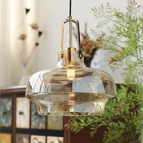 Suspension industrielle verre douille E27 plafonnier salon - 5