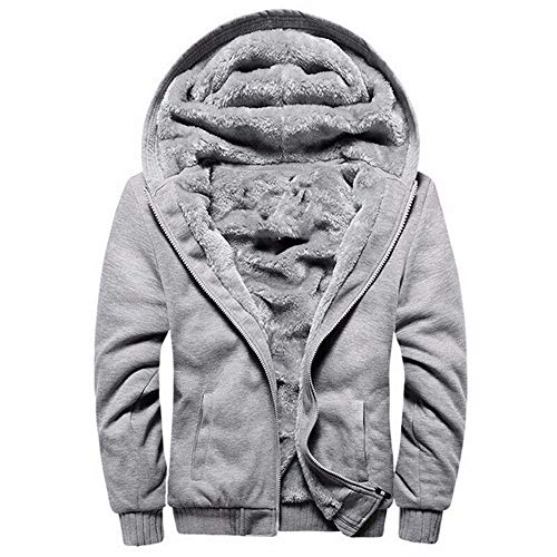 FEDTOSING Men's Winter Workout Fleece Hoodie Jacket Zip Up Pullover Sweatshirt Sherpa Thick Warm Coats (Grey M)