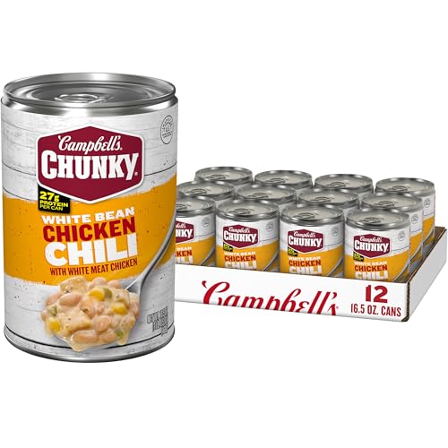 Campbell’s Chunky White Bean Chicken Chili, 16.5 oz Can (Pack of 12)