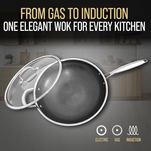 Wok antiadherente acero inoxidable 12.5" con tapa y tabla miniatura 4