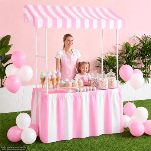 OBUSATT Carnival Tent Circus Party Decor Concession Stand Pink and White by OBUSATT - Used condition - US$45.77