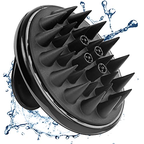 Scalp Massager Shampoo Brush, Head Scalp Massage Hair Brush, Silicone Scalp Massager Hair Growth Scrubber for Men Women Kids Pets (Black)