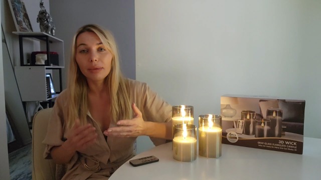 CREASHINE Led Flameless Candles Lights Realistic Flickering Candles 3D Flame Candles with Remote Decorative Unscented Pillar Candle Set of 3 Battery Operated(Included) (Grey) - Image 8