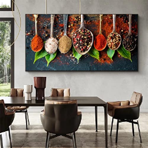 Cuisine thème herbes et épices affiches toile grand format pour habiller un grand mur vide blanc