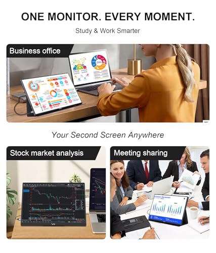 Image of LB M18 Portable Monitor 18.5 Inch 1080P FHD IPS 100Hz External Screen, USB-C & HDMI Travel Display with Protective Folio Dual Speakers for Laptop, Mac, Phone, PC
