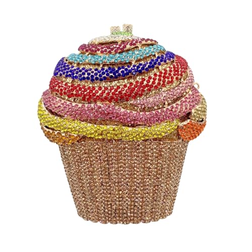 Image of Women Ice Cream Crystal Evening Bag Luxury Rhinestone Clutch Wedding Party Minaudiere Purse and Handbag for Cocktail