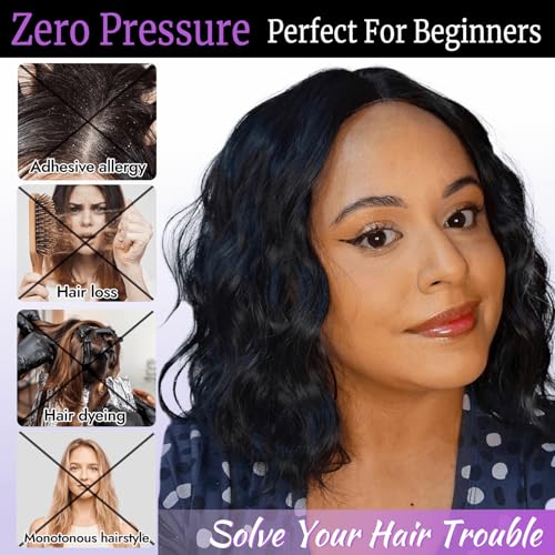 Image of Eawwii Wigs for Women Silver Gray Shadow,Short Wavy Synthetic Lace Wig | Glueless 4x1 Lace Hairline, Heat-Resistant Fiber,Bob Wave Style,Natural Appearance for Everyday Cosplay 14 Inch