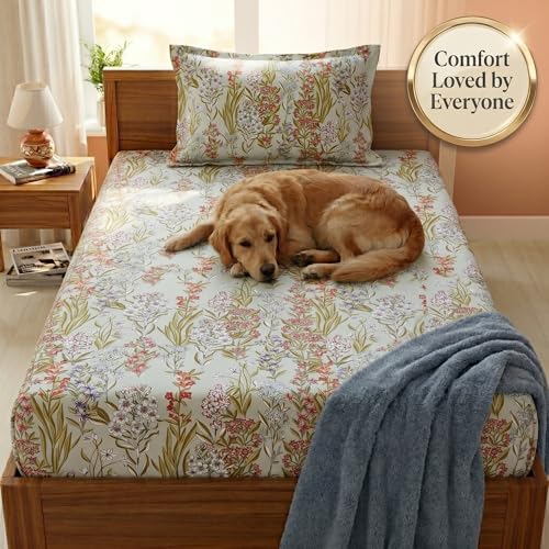 Image of Mafatlal 125 GSM Merino Single Size Bedsheet with Pillow Cover | 90 x 60 Inches | Soft, Breathable & Lightweight | Multicolor