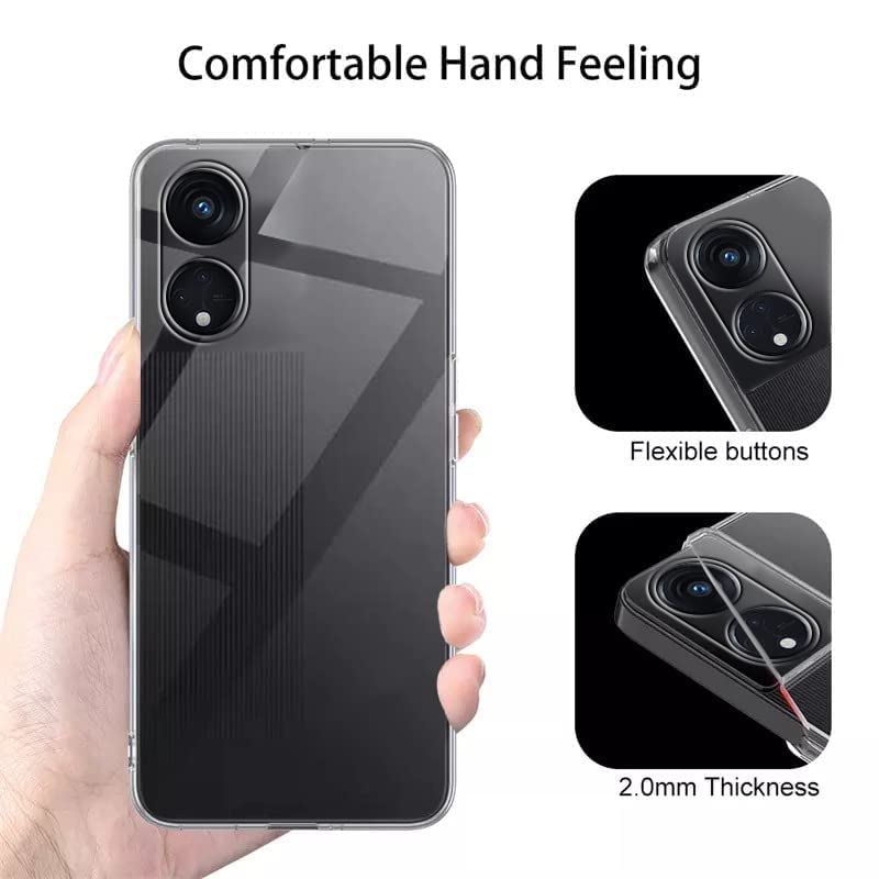 Image of NISHTECH Silicone for Oppo Reno 8T 5G Premium Transparent Hybrid Soft Slim Dust Proof Back Case Cover with Camera Protection