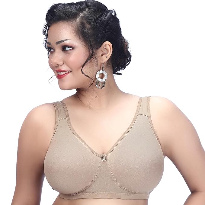 BEWILDComfortfit Non-Padded Non-Wired Molded Full Coverage Nude Bra Full Support Stretch Cotton Bra's for Women Available Colour in Skin Size in 32 to 44 Cups in B/C/D.